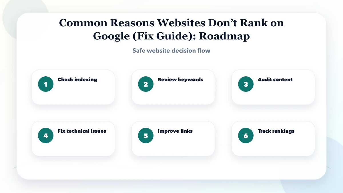 Common Reasons Websites Don’t Rank on Google (Fix Guide) roadmap
