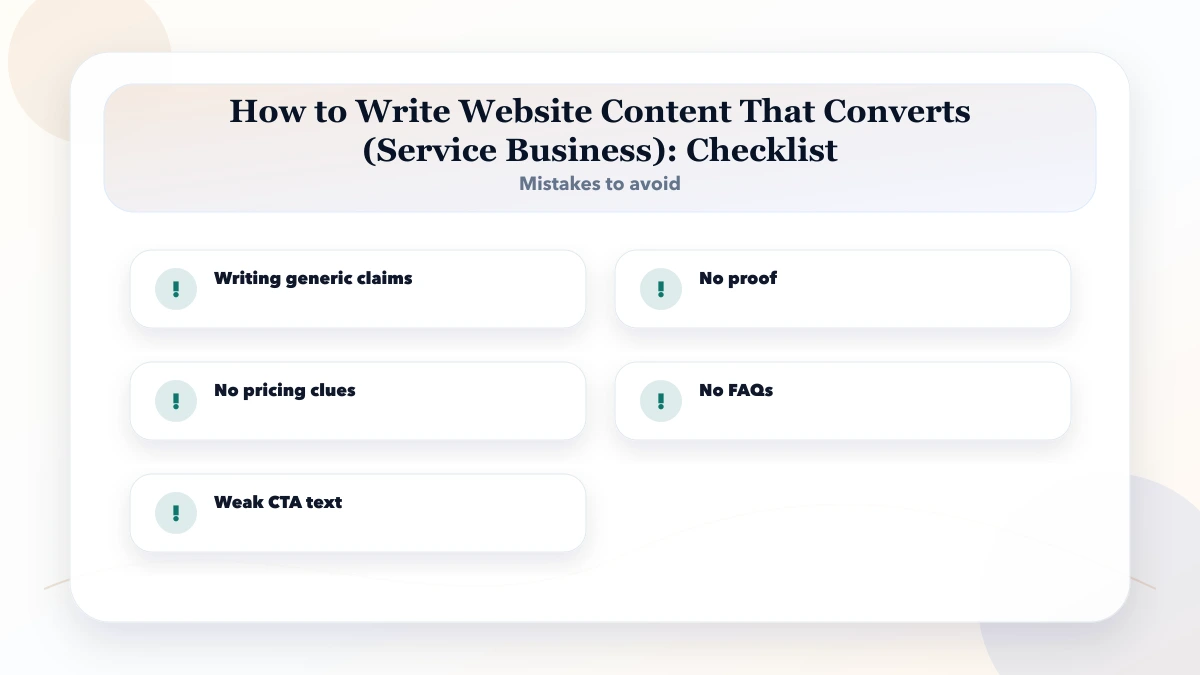 How to Write Website Content That Converts (Service Business) checklist