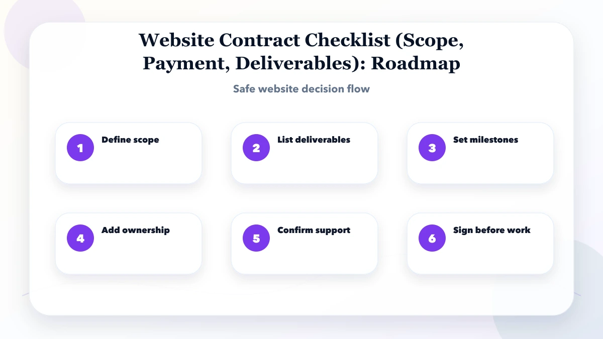 Website Contract Checklist (Scope, Payment, Deliverables) roadmap