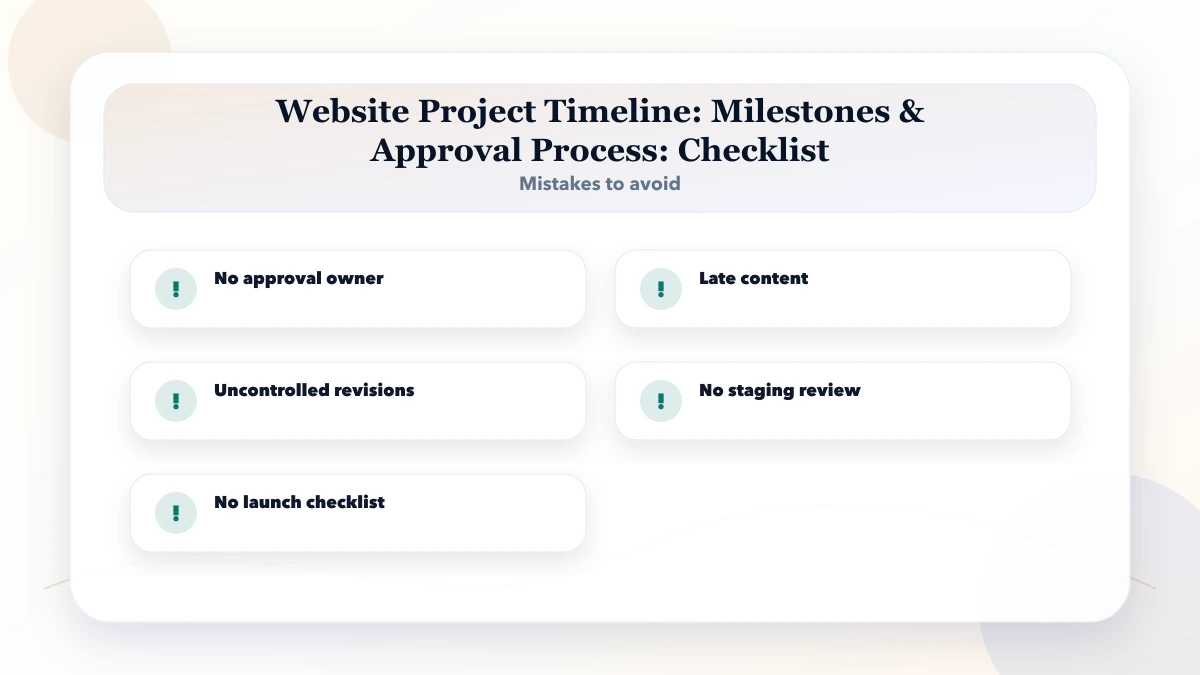 Website Project Timeline: Milestones & Approval Process checklist