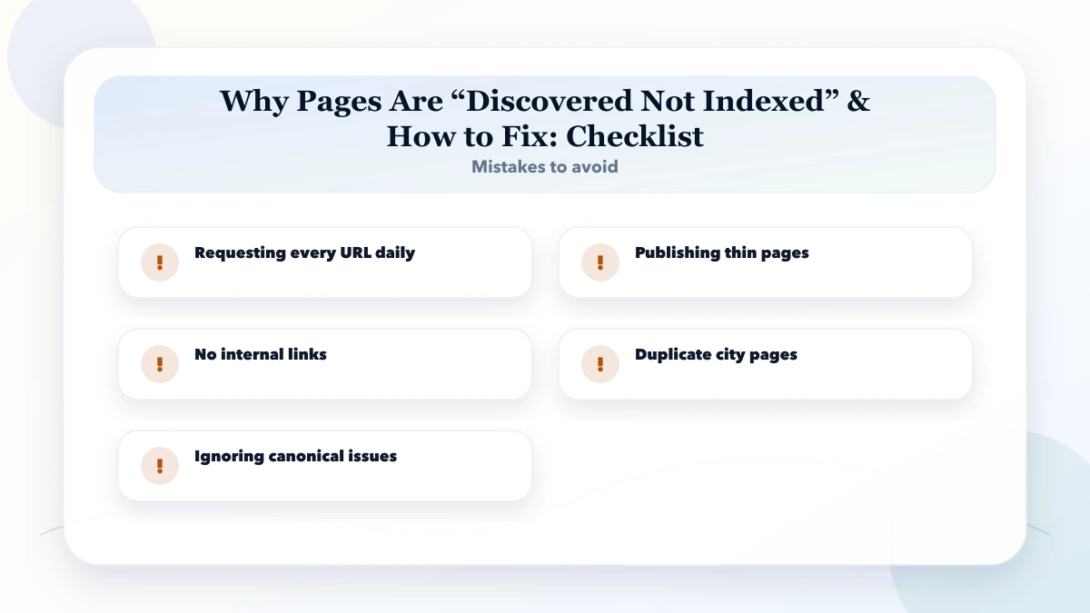 Why Pages Are “Discovered Not Indexed” & How to Fix checklist