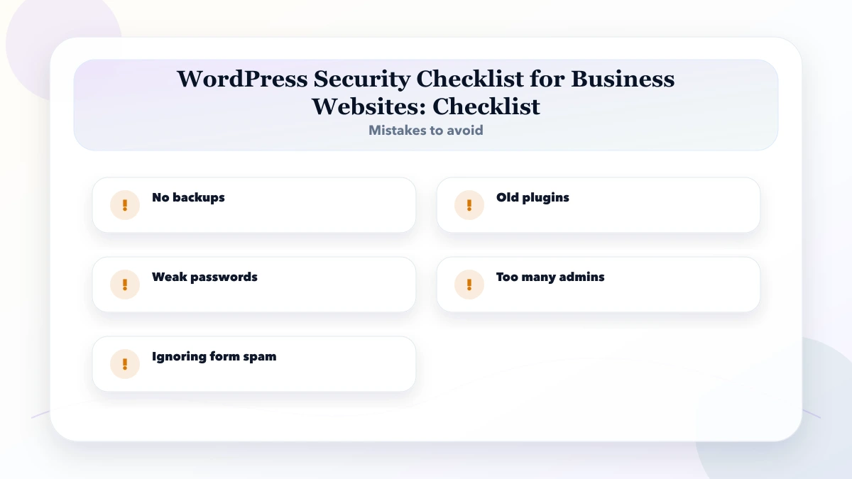 WordPress Security Checklist for Business Websites checklist