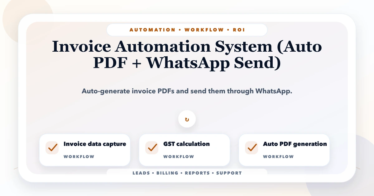 Invoice Automation System (Auto PDF + WhatsApp Send)