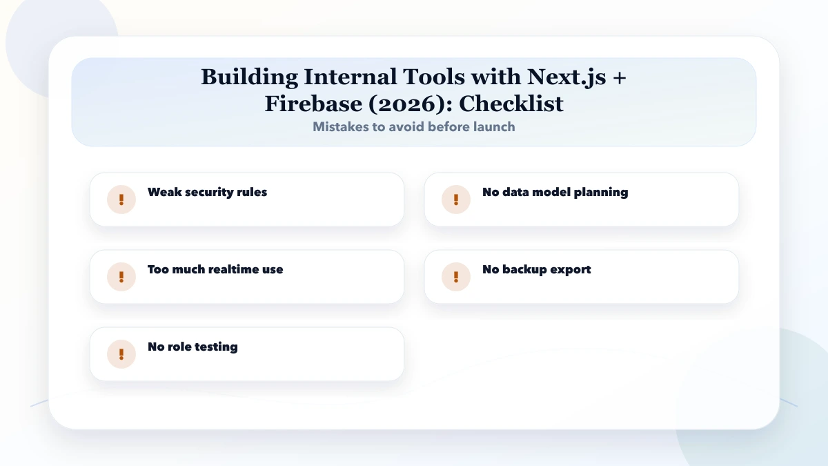 Building Internal Tools with Next.js + Firebase (2026) checklist