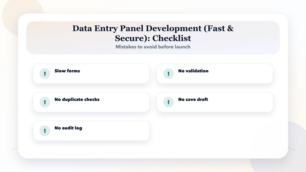Data Entry Panel Development (Fast & Secure) checklist