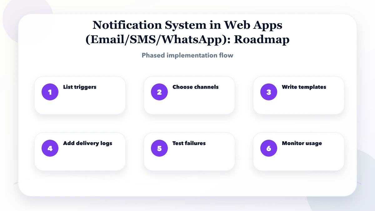 Notification System in Web Apps (Email/SMS/WhatsApp) roadmap