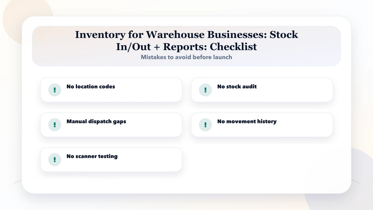 Inventory for Warehouse Businesses: Stock In/Out + Reports checklist