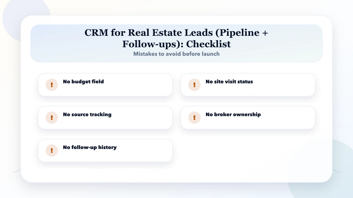 CRM for Real Estate Leads (Pipeline + Follow-ups) checklist
