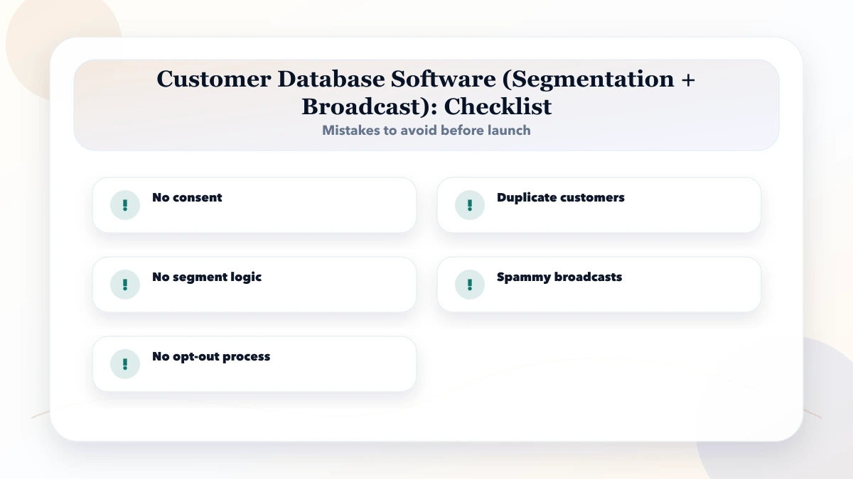 Customer Database Software (Segmentation + Broadcast) checklist
