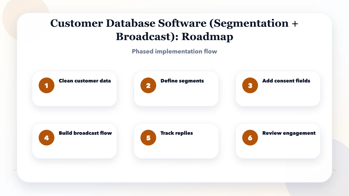 Customer Database Software (Segmentation + Broadcast) roadmap