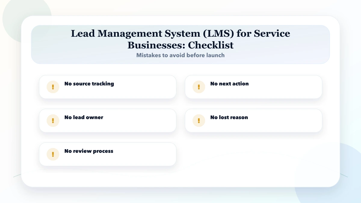Lead Management System (LMS) for Service Businesses checklist