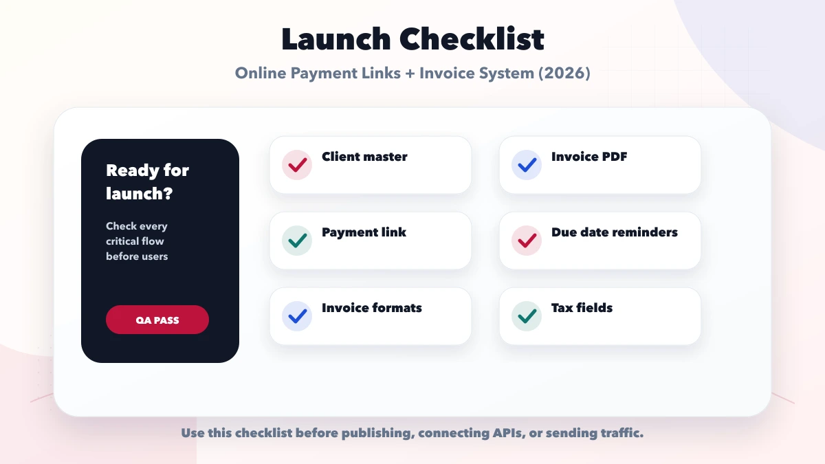 Online Payment Links + Invoice System (2026) checklist