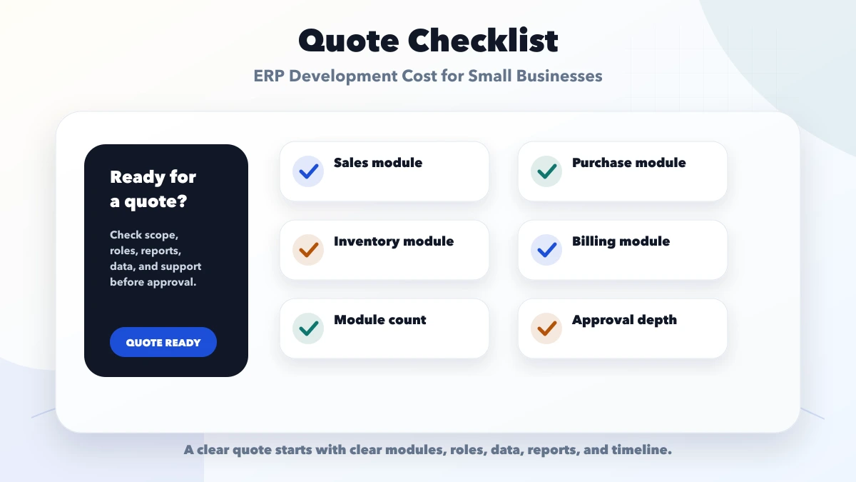 ERP Development Cost for Small Businesses checklist