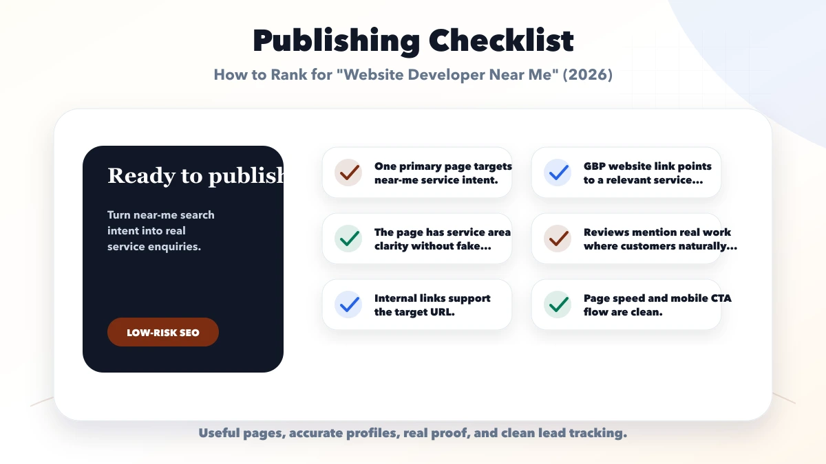 How to Rank for "Website Developer Near Me" (2026) checklist