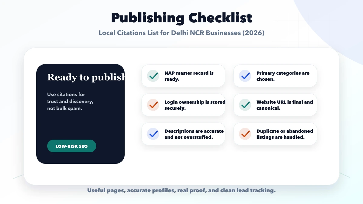Local Citations List for Delhi NCR Businesses (2026) checklist