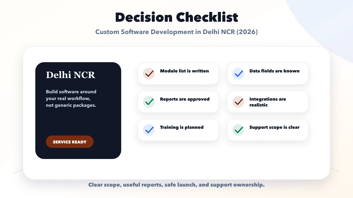 Custom Software Development in Delhi NCR (2026) checklist