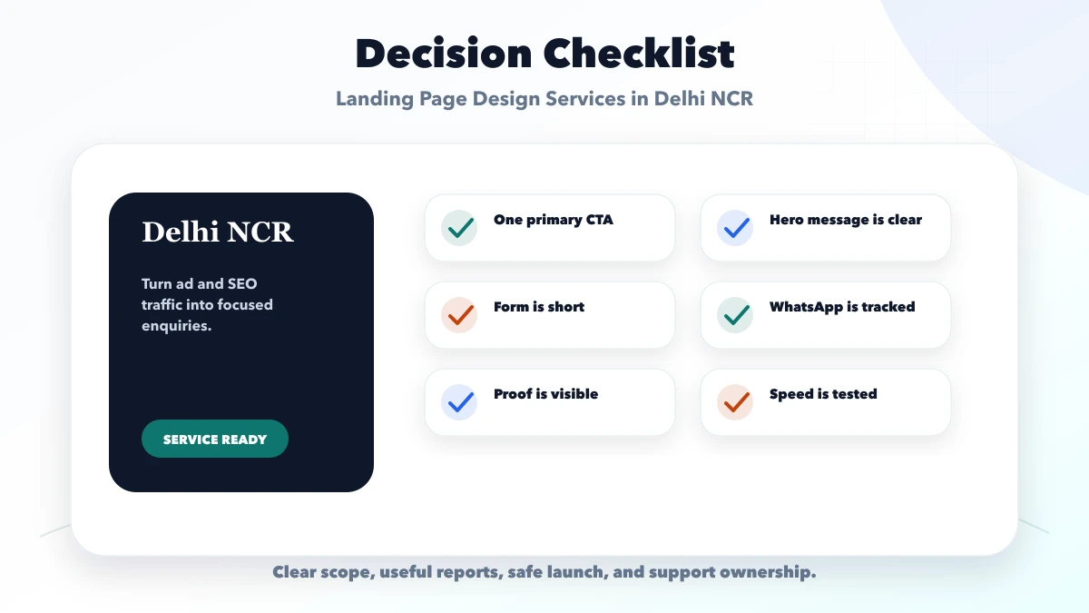 Landing Page Design Services in Delhi NCR checklist