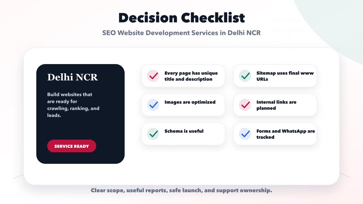 SEO Website Development Services in Delhi NCR checklist