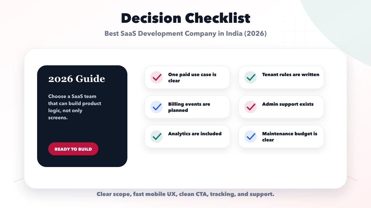 Best SaaS Development Company in India (2026) checklist