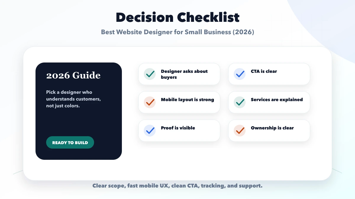Best Website Designer for Small Business (2026) checklist