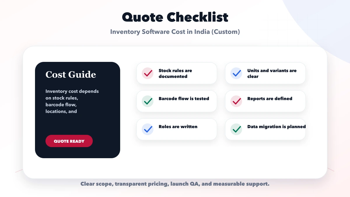 Inventory Software Cost in India (Custom) checklist