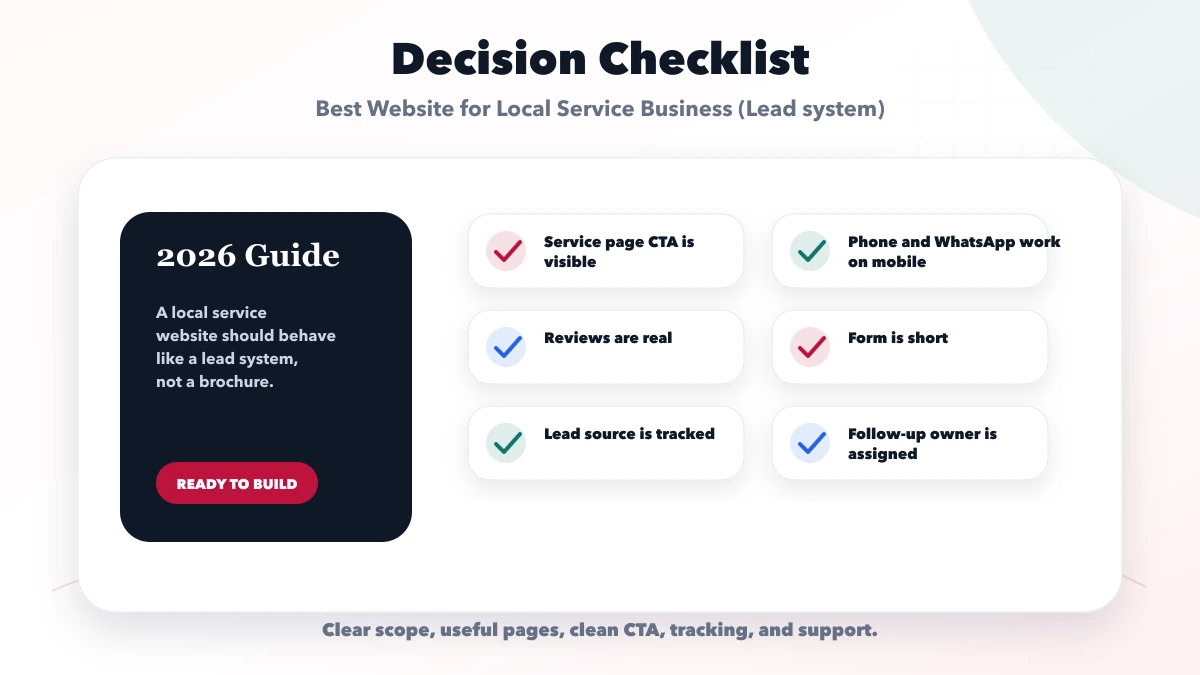 Best Website for Local Service Business (Lead system) checklist
