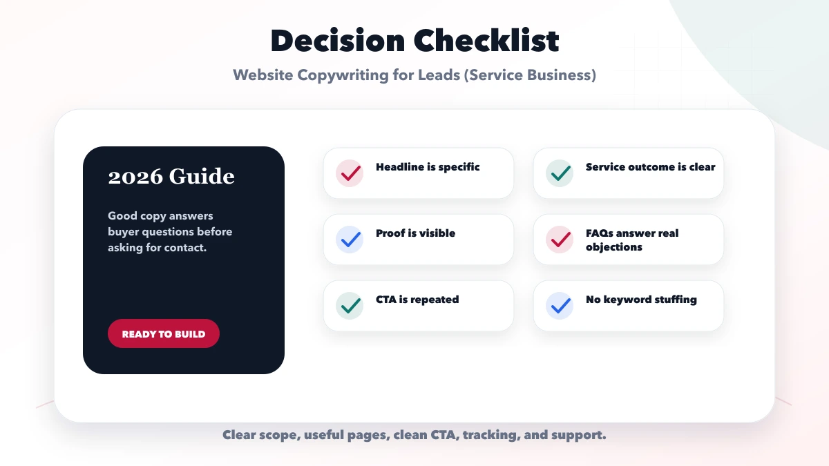 Website Copywriting for Leads (Service Business) checklist