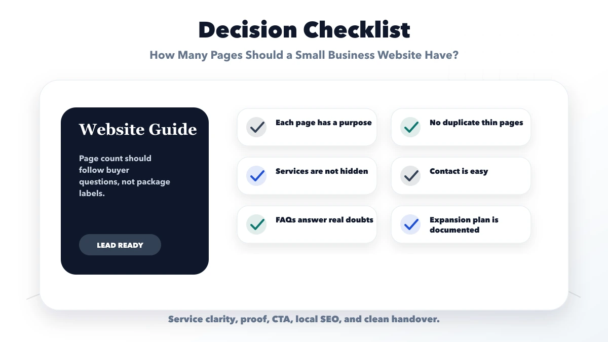 How Many Pages Should a Small Business Website Have? checklist