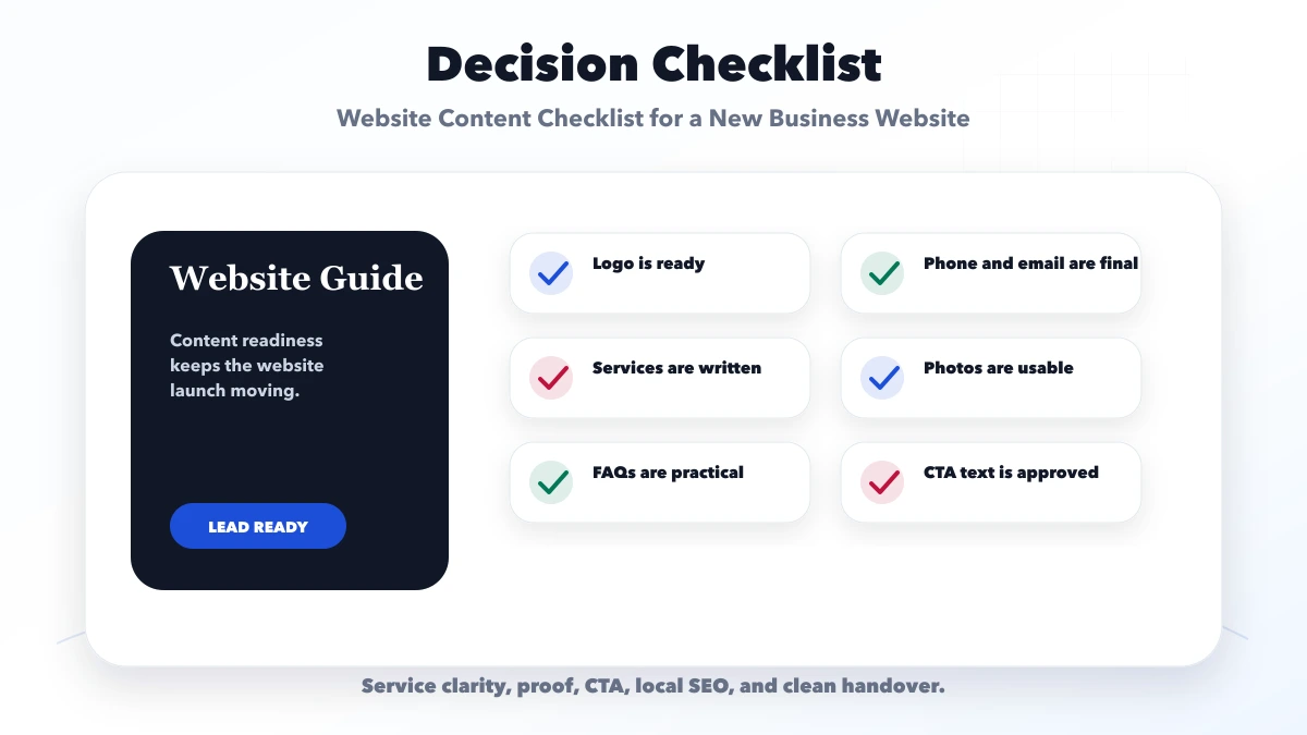 Website Content Checklist for a New Business Website checklist