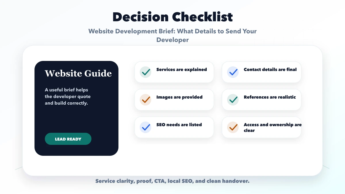 Website Development Brief: What Details to Send Your Developer checklist