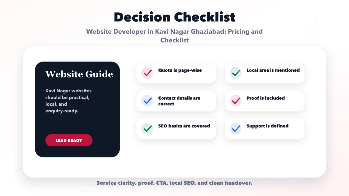Website Developer in Kavi Nagar Ghaziabad: Pricing and Checklist checklist