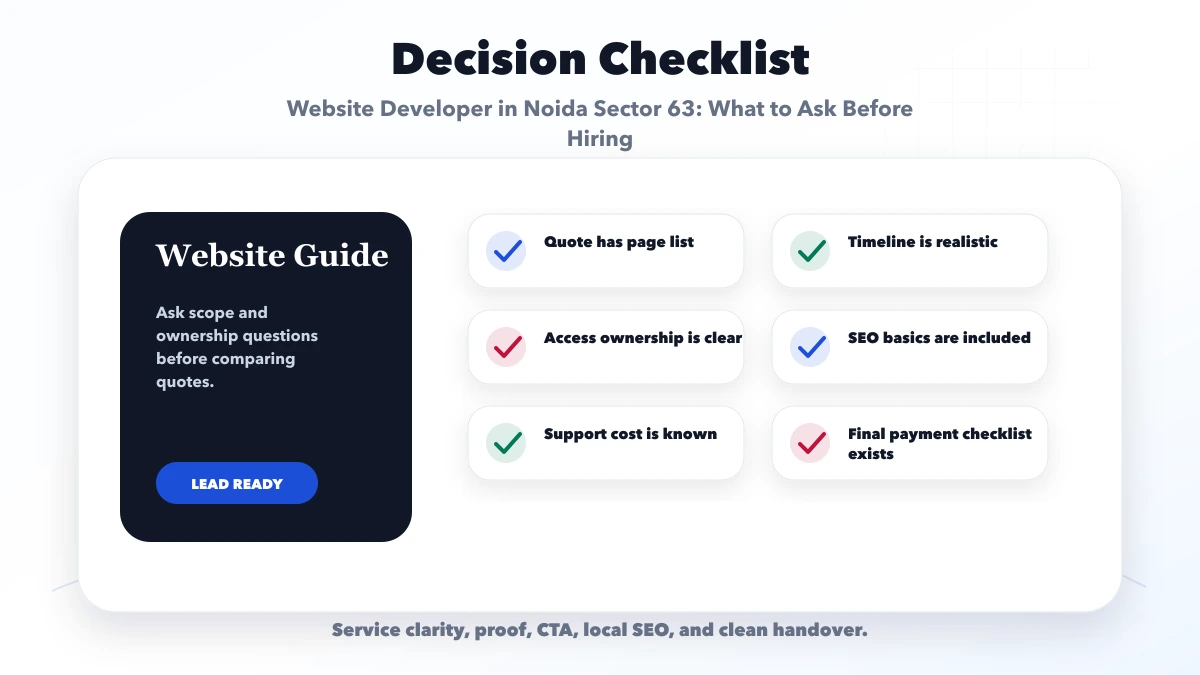 Website Developer in Noida Sector 63: What to Ask Before Hiring checklist