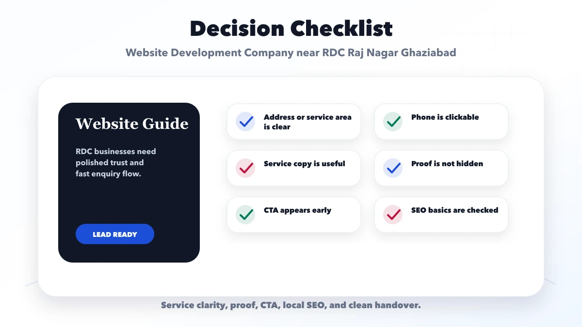 Website Development Company near RDC Raj Nagar Ghaziabad checklist