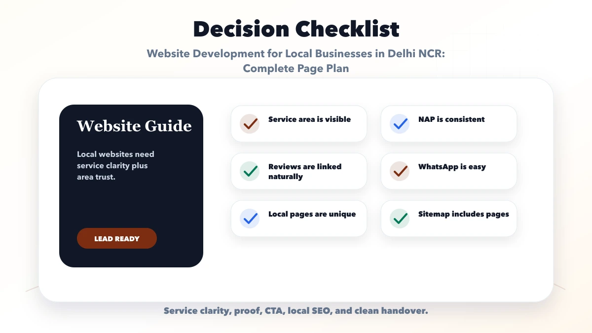 Website Development for Local Businesses in Delhi NCR: Complete Page Plan checklist