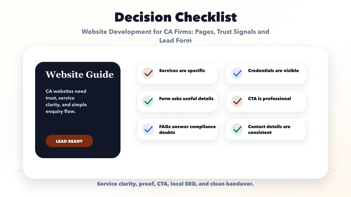 Website Development for CA Firms: Pages, Trust Signals and Lead Form checklist