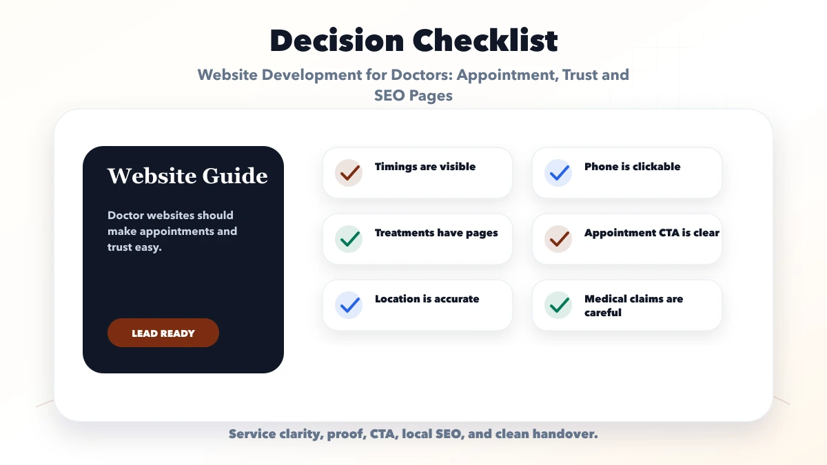 Website Development for Doctors: Appointment, Trust and SEO Pages checklist