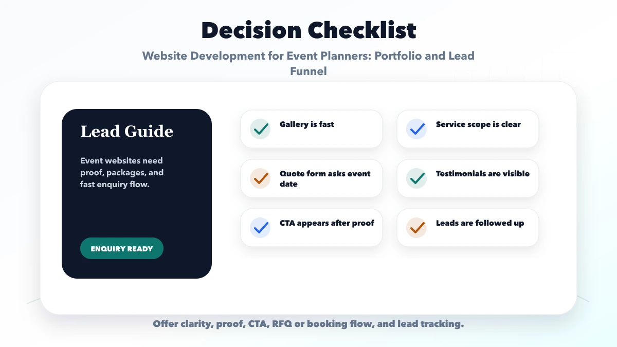 Website Development for Event Planners: Portfolio and Lead Funnel checklist