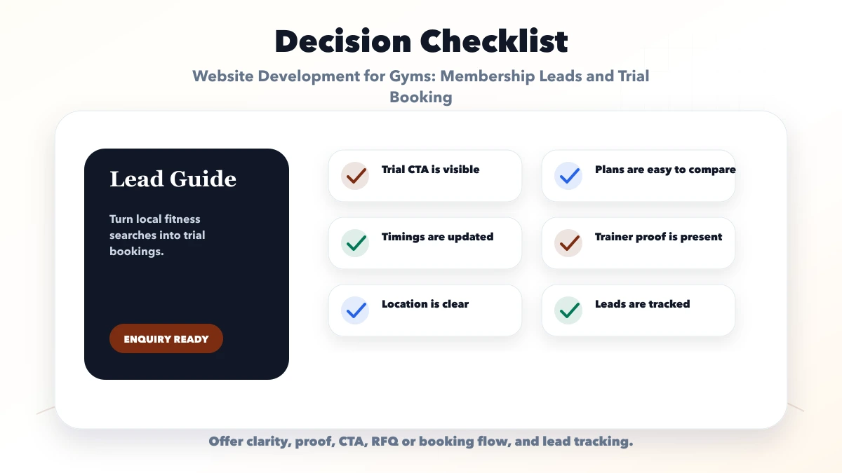 Website Development for Gyms: Membership Leads and Trial Booking checklist