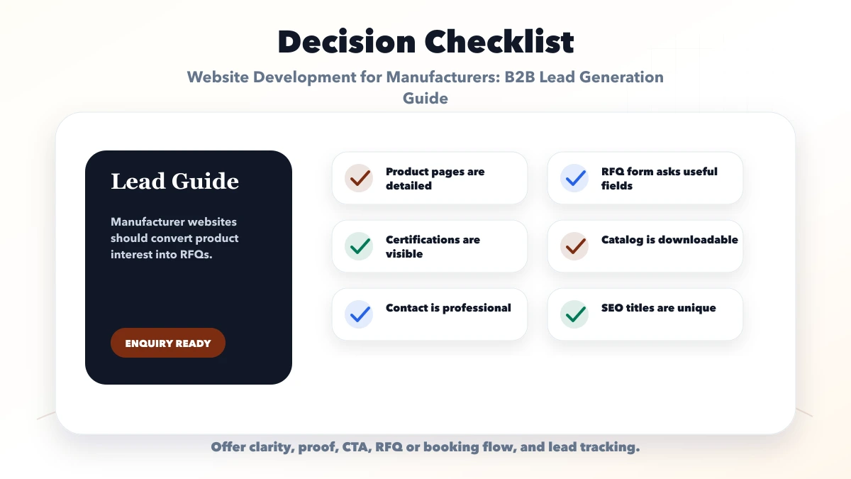 Website Development for Manufacturers: B2B Lead Generation Guide checklist