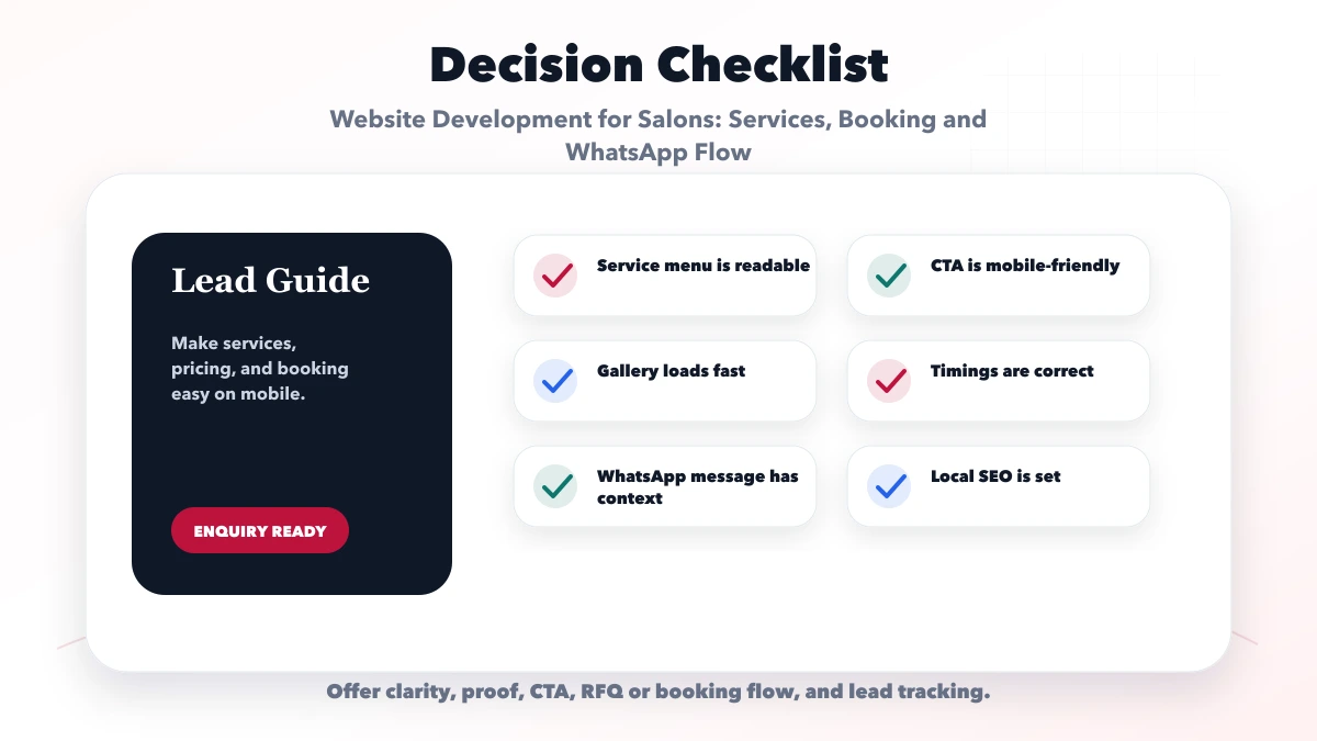 Website Development for Salons: Services, Booking and WhatsApp Flow checklist