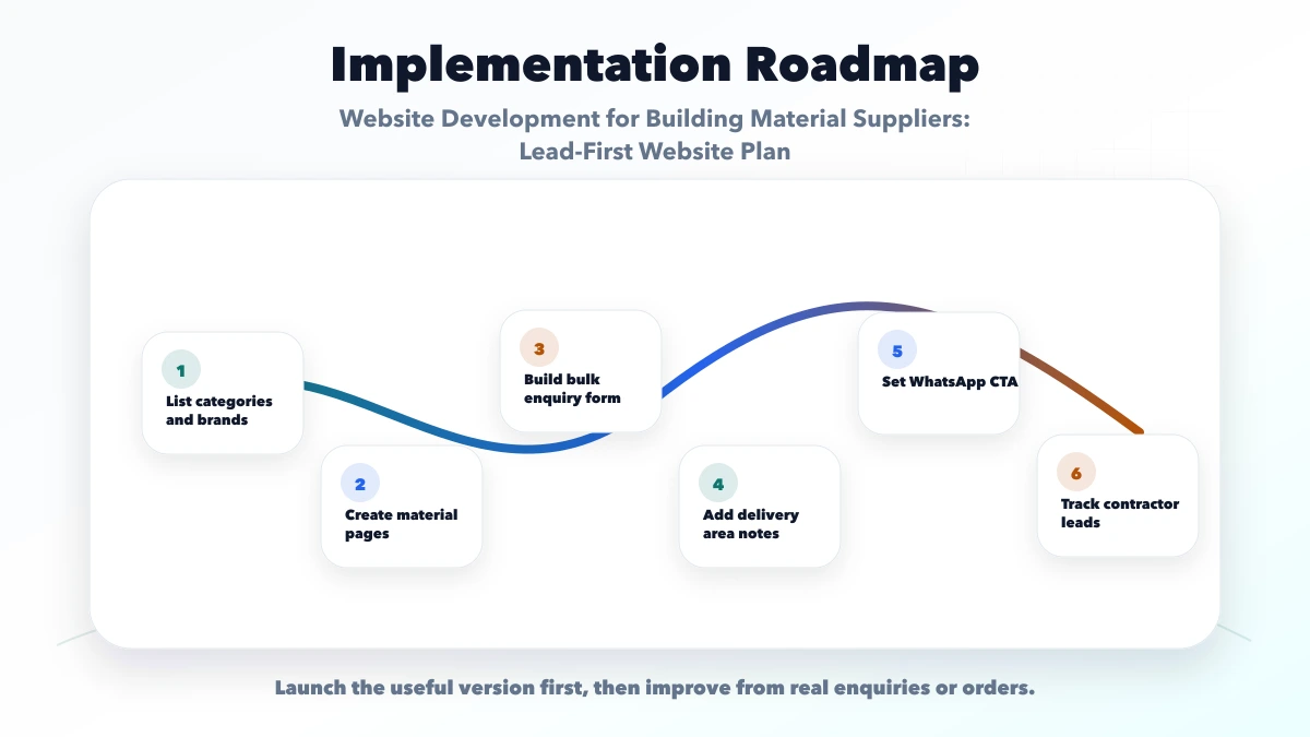 Website Development for Building Material Suppliers: Lead-First Website Plan roadmap