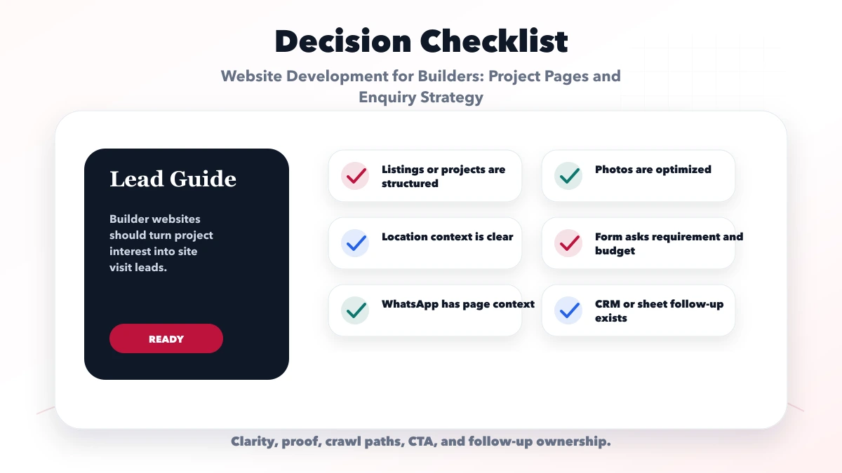 Website Development for Builders: Project Pages and Enquiry Strategy checklist
