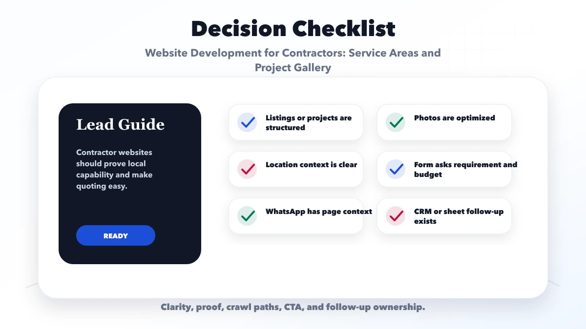 Website Development for Contractors: Service Areas and Project Gallery checklist