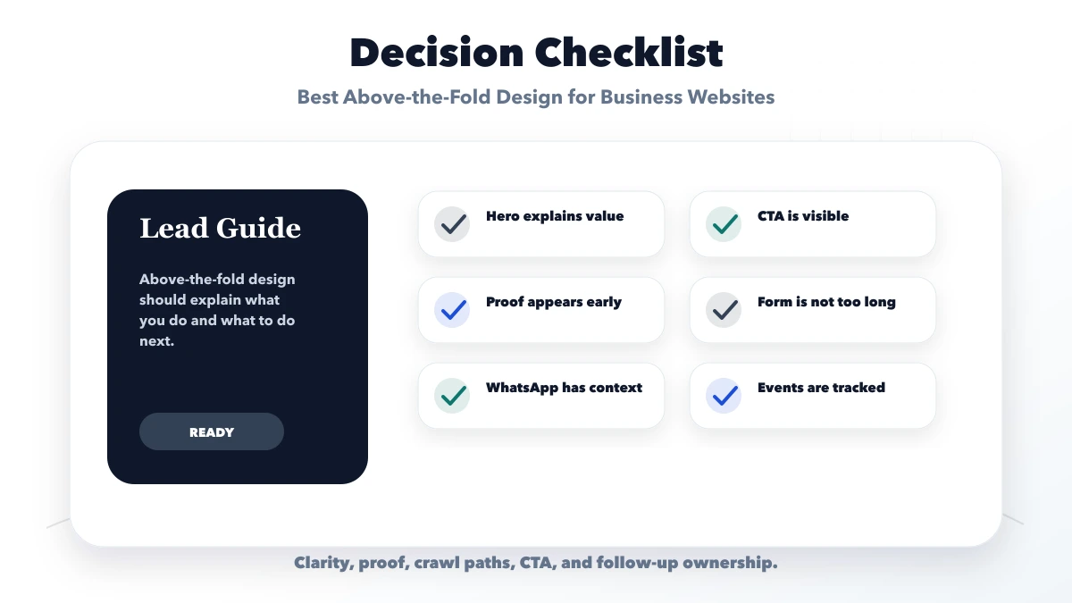 Best Above-the-Fold Design for Business Websites checklist