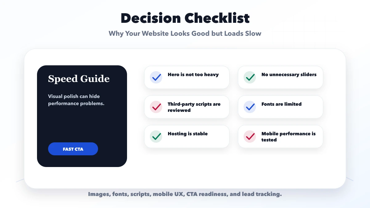 Why Your Website Looks Good but Loads Slow checklist