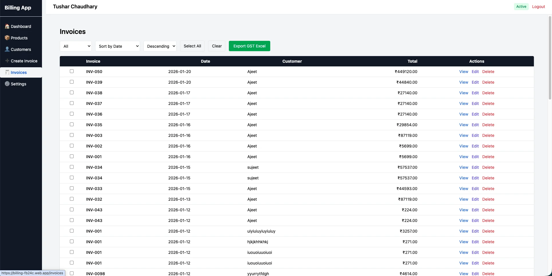 Billing desktop screen 5